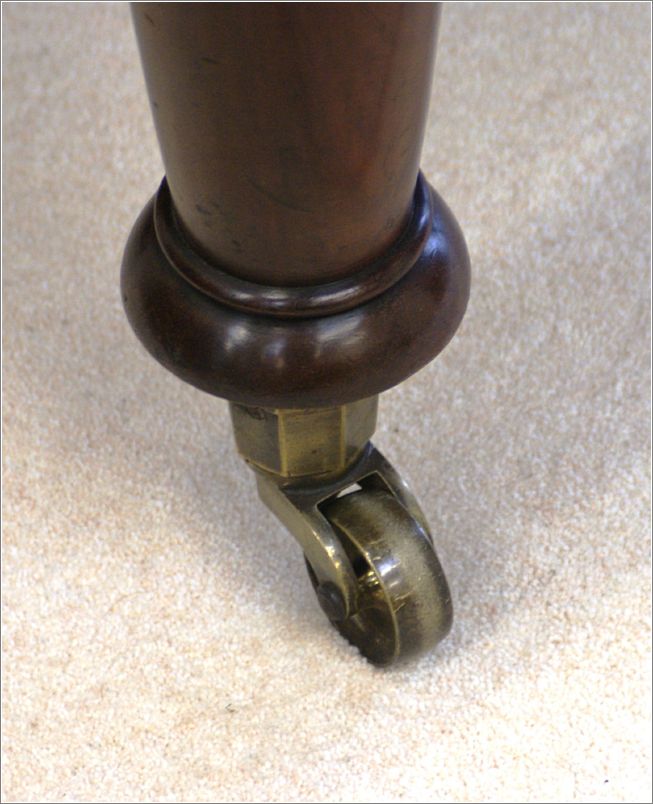 3030 Large Antique Mahogany Library Table Brass Castor and Wheel